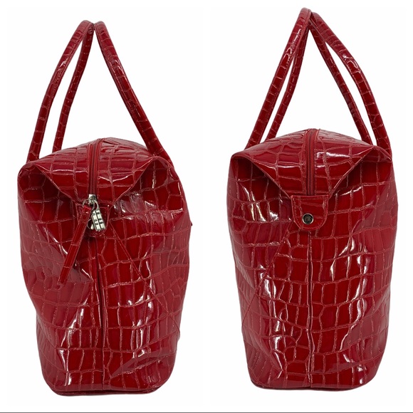 Large Red Faux Patent Leather Tote - Picture 6 of 15